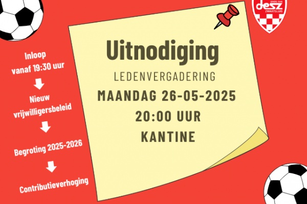 ​Uitnodiging ledenvergadering maandag 26 mei